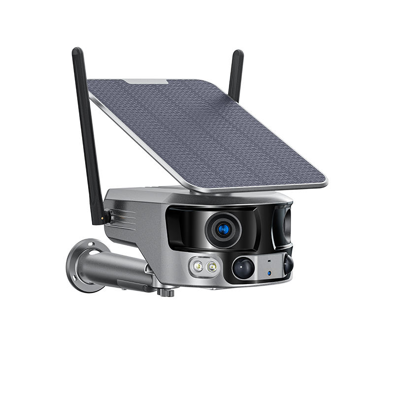 WiFi Solar Security Camera Wireless CCTV Outdoor Dual Lens 180 degree Panoramic Floodlight Night Vision Camera